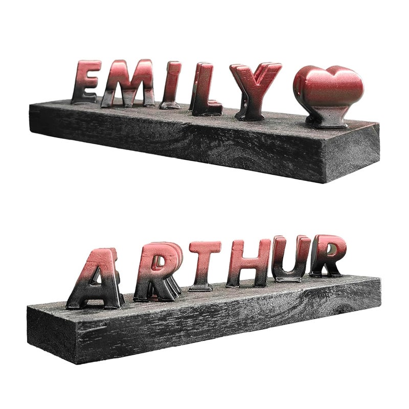 Moderntech Store Personalized 3D Flip Name / 3D Name Art Personalized Gift for Husband Wife Boyfriend Girlfriend, Anniversary, Birthday, Couple Name (Black & Red) - Image 1