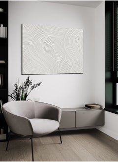 LOWHA Canvas Wall Art Stretched Over Wooden Frame with Waves Lines Painting  - Image 1
