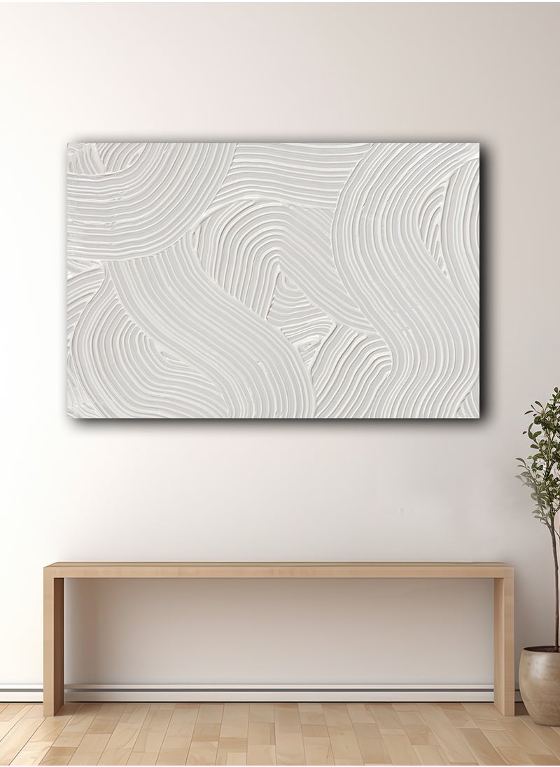 LOWHA - Canvas Wall Art Stretched Over Wooden Frame with Waves Lines Painting - Image 1