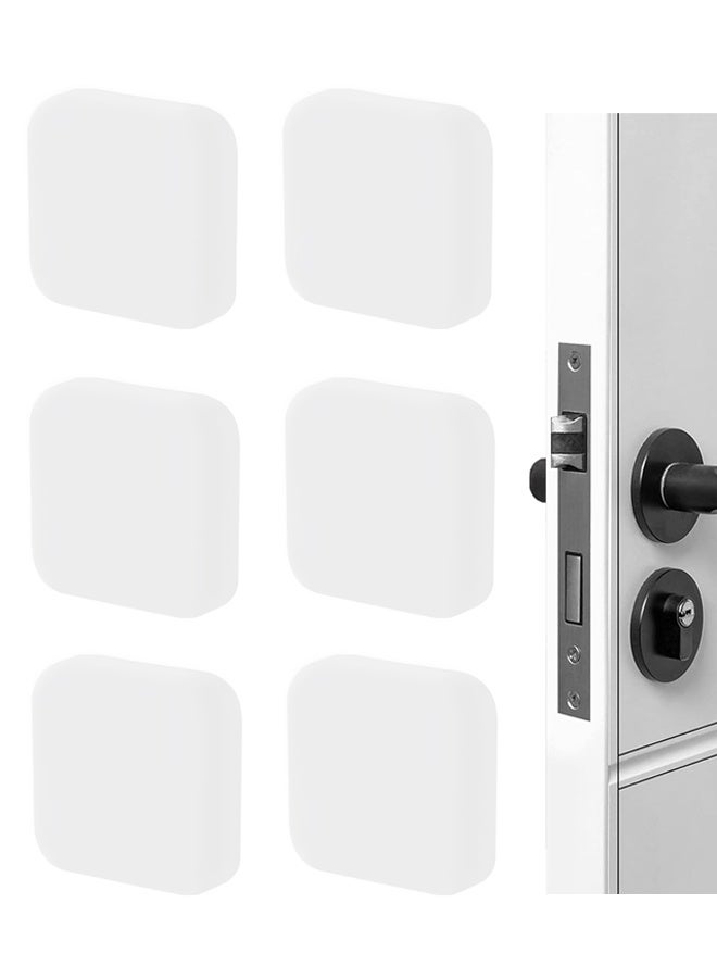 6 White Door Stopper Wall Protector, Sturdy Self Adhesive,Soft and Transparent,Washable Reusable Shock Absorbent Gel for Home Office - Image 1