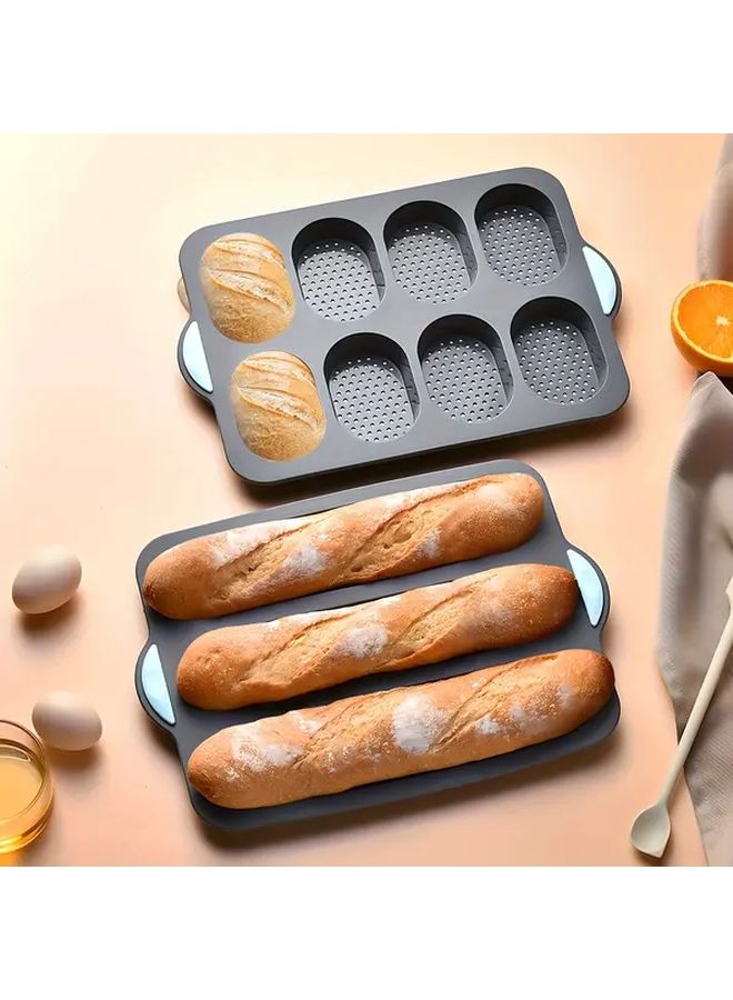 Set Of 2 Silicone Baking Trays With Non Stick Surface 3 And 8 Holes For Easy Release - Image 1