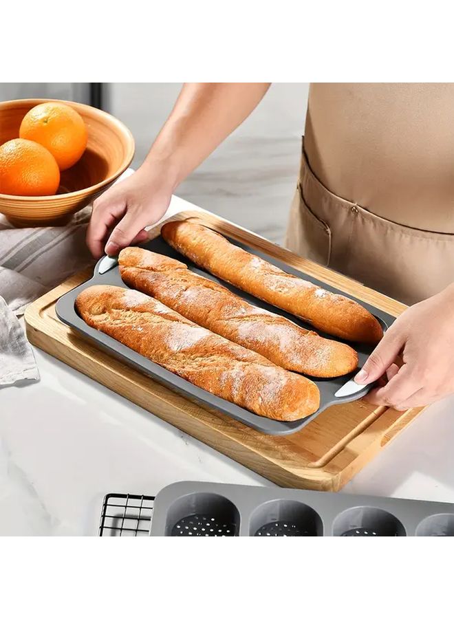 Set Of 2 Silicone Baking Trays With Non Stick Surface 3 And 8 Holes For Easy Release - Image 5