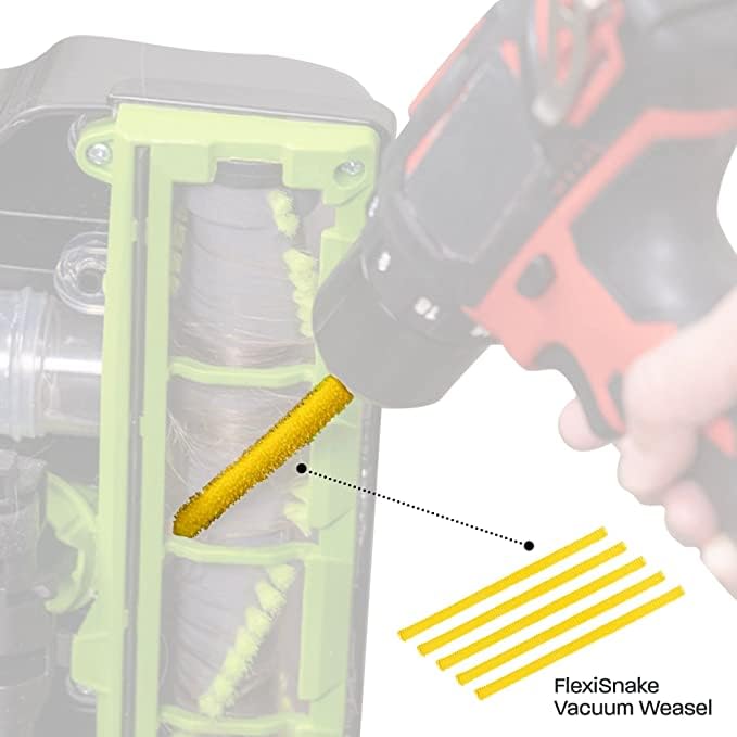 FlexiSnake Vacuum Weasel - Vacuum Cleaner Hair Removal Tool - Roller Cleaning Sticks to Easily Detach Debris & Tangles from Vacuum Brush - Works with 3/8" & 1/2" Drill Chucks - Made in USA - Pack of 5 - Image 2