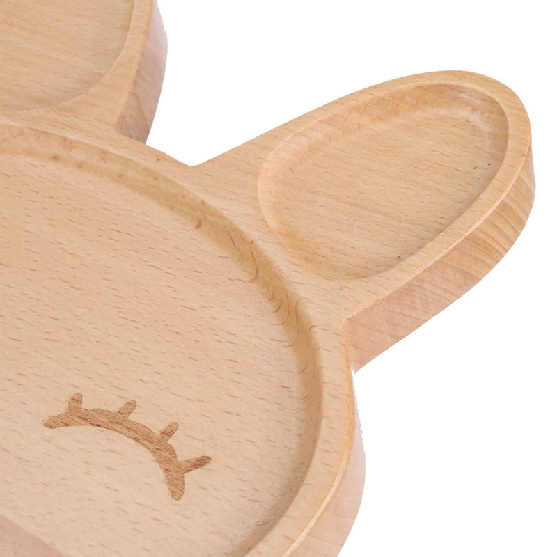Rabbit Design Wooden Divided Plate For Kids Safe Durable Snack And Fruit Tray - Image 4