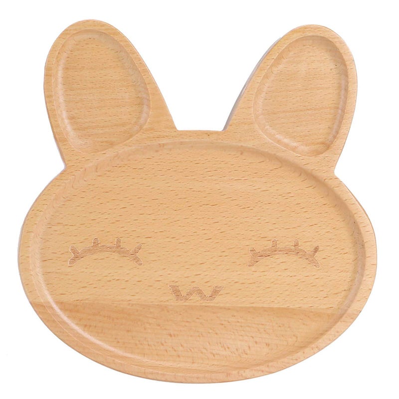 Rabbit Design Wooden Divided Plate For Kids Safe Durable Snack And Fruit Tray - Image 2