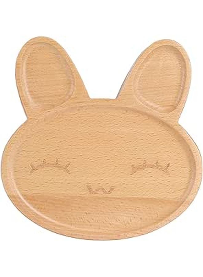 Rabbit Design Wooden Divided Plate For Kids Safe Durable Snack And Fruit Tray - Image 1