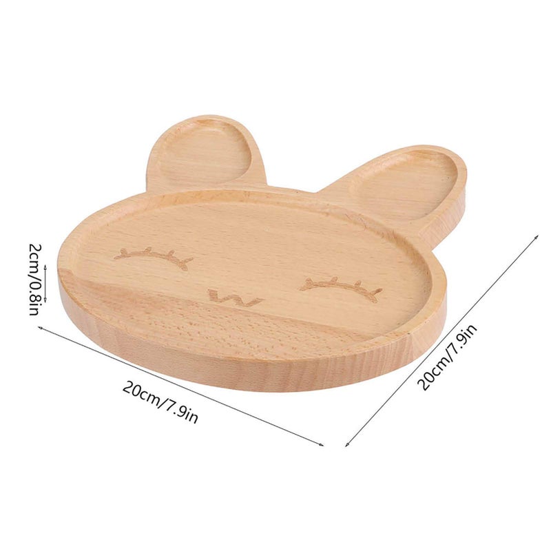 Rabbit Design Wooden Divided Plate For Kids Safe Durable Snack And Fruit Tray - Image 3