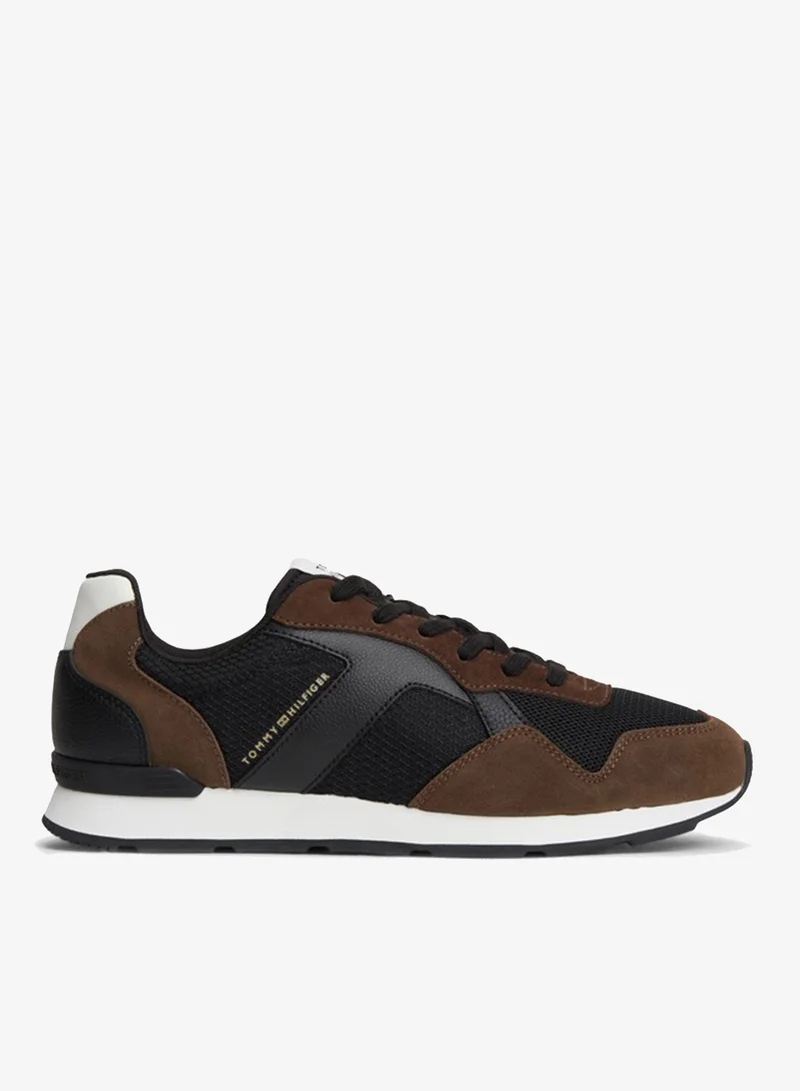Logo Mixed Texture Trainers
