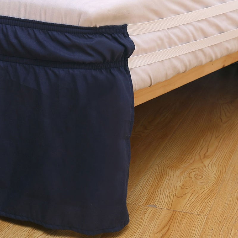 👕 غطاء سرير بلون ثابت مزود بجيب مطاطي وتنانير مضمومة عملي أزرق غامق - Image 3