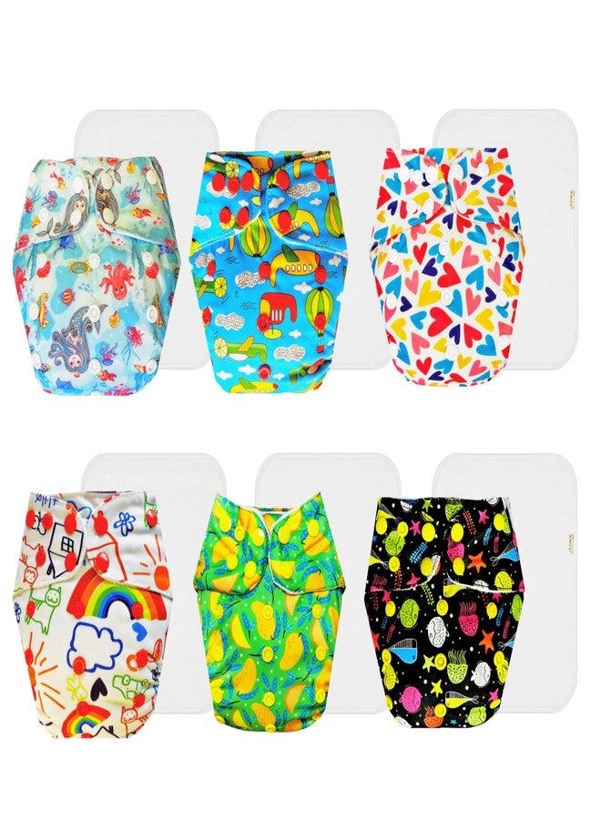 Dumbledo Premium Cloth Diaper with Cotton Insert (Pack of 6) | Dry Feel and Comfortable | Reusable & Washable | Adjustable Snaps | Perfect for Indian Summers | 3 Months - 3 Years | Unisex Baby - Image 1