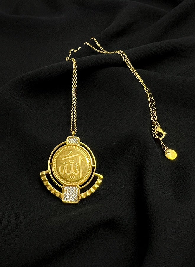 MHONGWEI Women's Arabic scripture pendant necklace, stainless steel gold-plated zircon collarbone chain - Image 2
