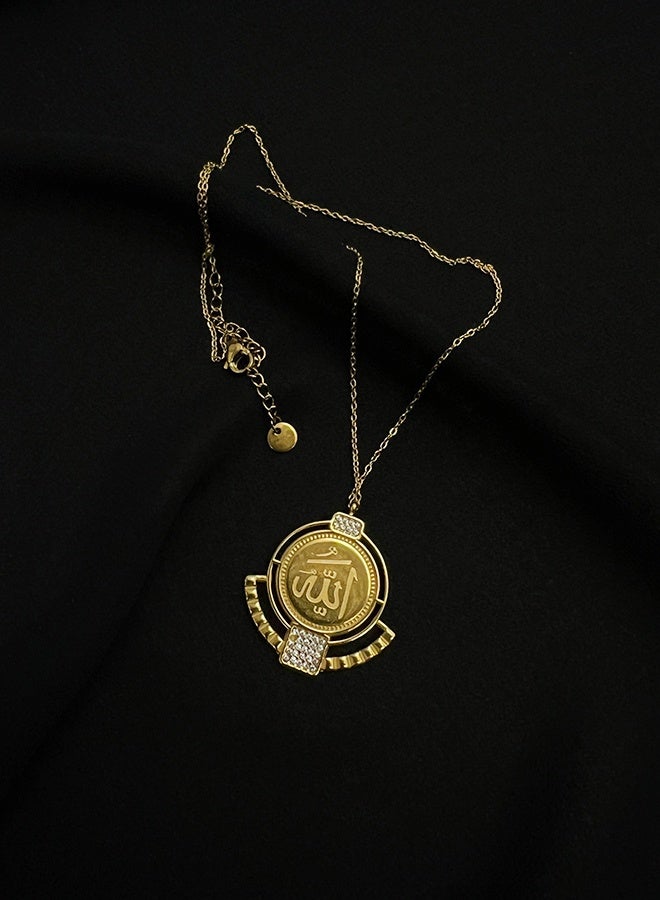 MHONGWEI Women's Arabic scripture pendant necklace, stainless steel gold-plated zircon collarbone chain - Image 3