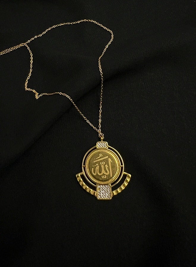 MHONGWEI Women's Arabic scripture pendant necklace, stainless steel gold-plated zircon collarbone chain - Image 4