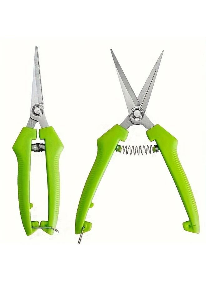 Green Ergonomic Garden Scissors Stainless Steel Battery Free Ideal for Pruning Potted Plants - Image 1
