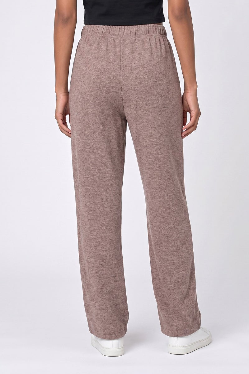 Threadbare Women Barrel Fit Textured Straight Leg Pants, Light Brown - Image 4