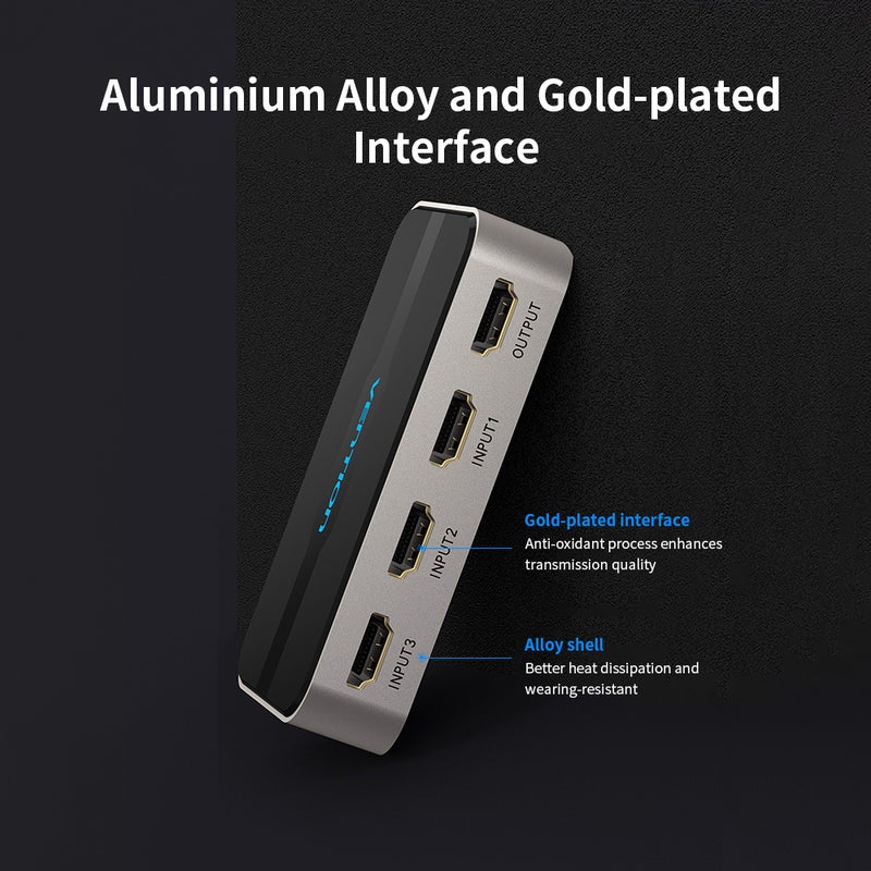 4K HD Switcher: Aluminium Alloy Palm-Size - Stable Transmission With 3D Effect & HDCP Protection for Home, Business, Multiple Devices - Image 4