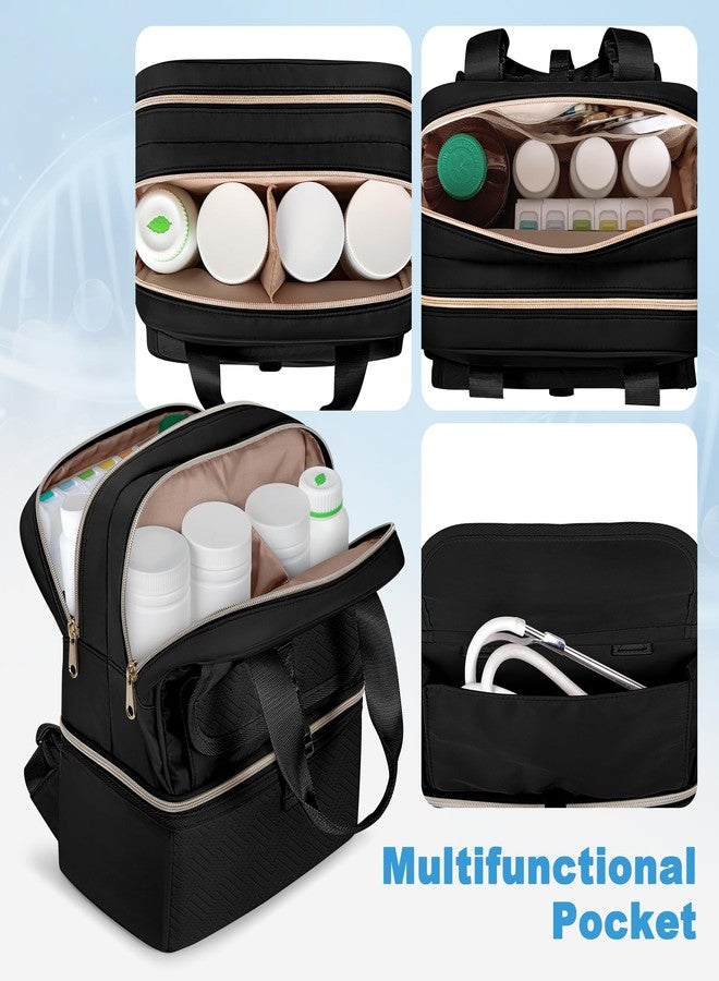 Fasrom Medicine Travel Bag Backpack with Insulated Compartment & Waterproof Mat, Double Layer Pill Bottle Organizer for Prescription, Vitamins and Medical Supplies, Black (Empty Bag Only - Image 4