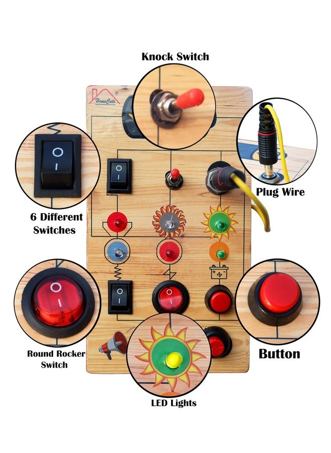 HomeCute Homecute Busy Board Toys with LED Light, Montessori Busy Board Game for Kid’s, Travel Friendly & Educational Activities for Boys & Girls (LED Light,Music & switches-Large)  - Image 2