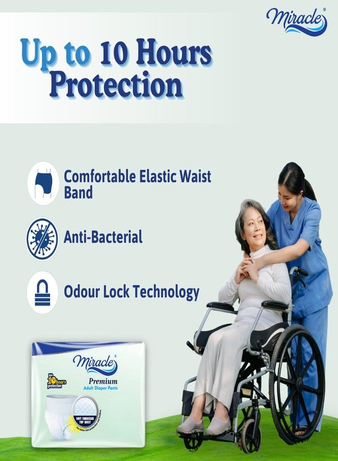 MIRACLE Premium Pants Style with Upto 10 hours Protection | Unisex | Waist Size (40-56 Inches) Adult Diaper - L (10 Pieces) - Image 3