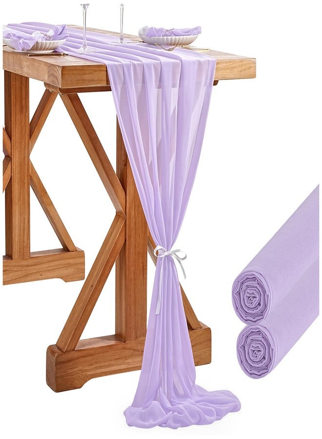 SoarDream 2 Packs Light Purple Chiffon Table Runner 27x120 Inches Elegant Sheer Runners Romantic Fabric for Wedding Birthday Party Decor - Image 1