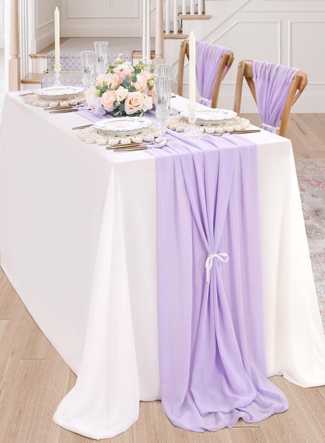 SoarDream 2 Packs Light Purple Chiffon Table Runner 27x120 Inches Elegant Sheer Runners Romantic Fabric for Wedding Birthday Party Decor - Image 2