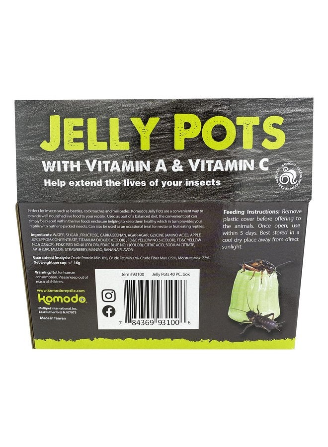 Komodo Jelly Pots Mixed Fruit Flavor Insect Food | Individually Portioned | Provides Nutrition & Hydration for Fruit-Eating Reptiles 40 Count Display (16g per Cup) - Image 3
