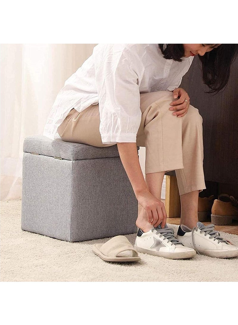 Generic FFD Storage Ottoman Cube Linen Small Coffee Table Foldable Storage Box Shoe Change Chair Foot Stool Seat Toy Box  - Image 3