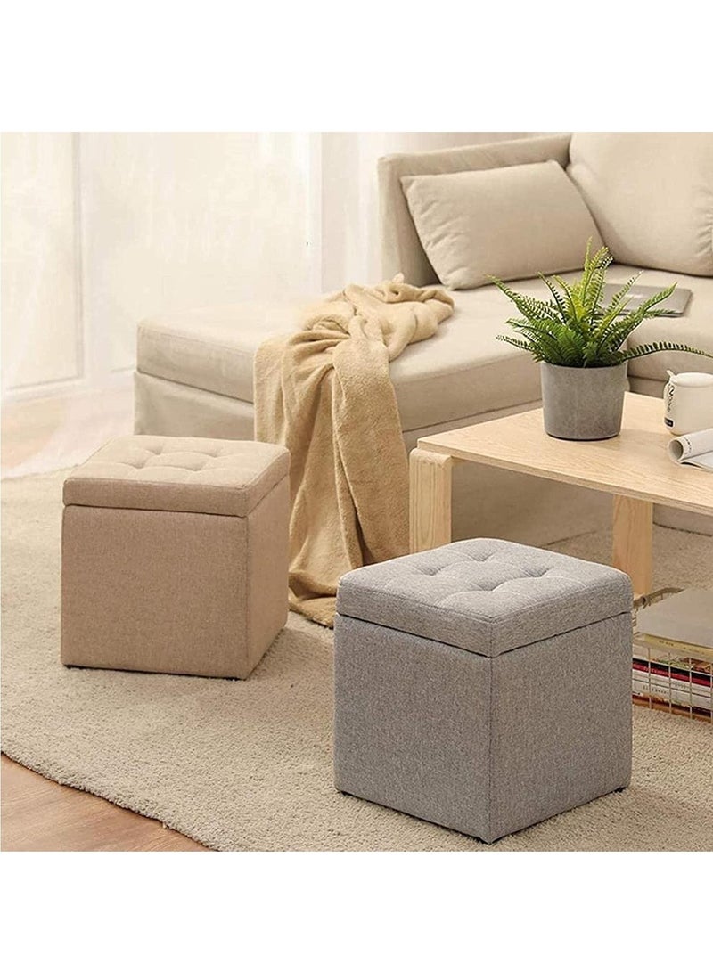 Generic FFD Storage Ottoman Cube Linen Small Coffee Table Foldable Storage Box Shoe Change Chair Foot Stool Seat Toy Box  - Image 4