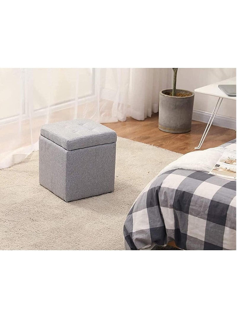 Generic FFD Storage Ottoman Cube Linen Small Coffee Table Foldable Storage Box Shoe Change Chair Foot Stool Seat Toy Box  - Image 1