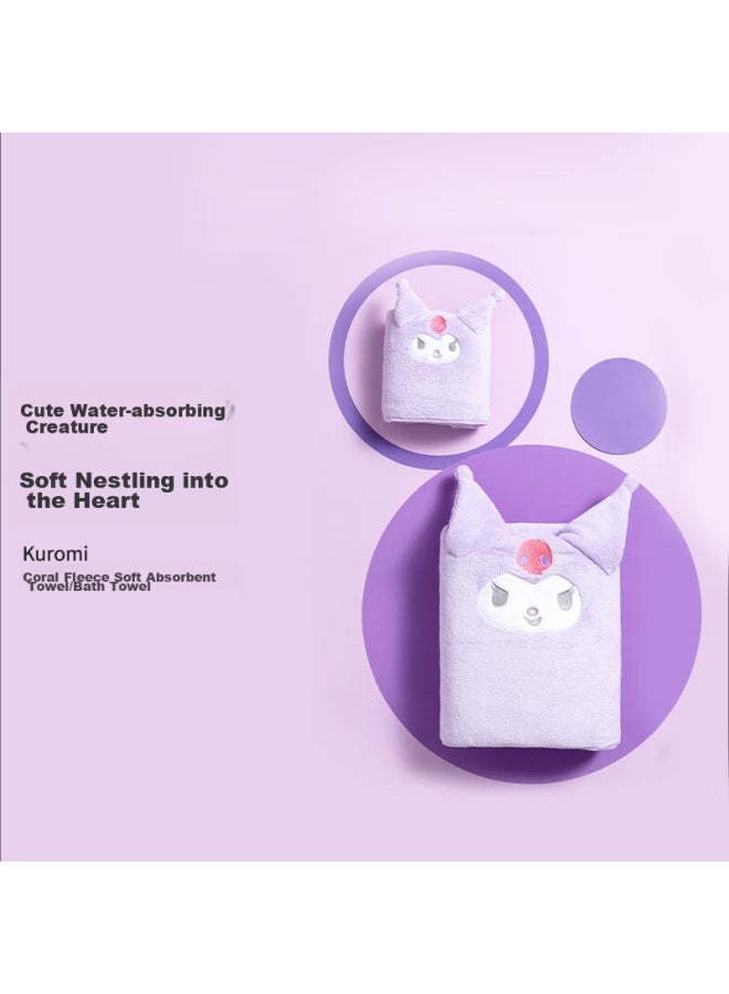 Miniso Kuromi Coral Fleece Soft Absorbent Towel, Low Shedding, For Home Use, Face Washing And Bathing, 80*30cm - Image 2