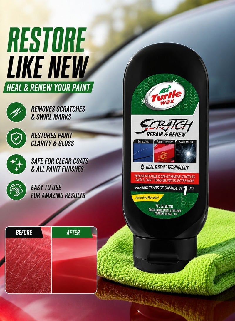 TurtleWax Turtle Wax Scratch Repair & Renew Car Scratch Remover Compound 207ml, Paint Scratch Repair Cream for Swirl Marks, Paint Transfer, Water Spots, Oxidation Removal, Car Polish Restorer for Gloss Finish and Surface Renewal Care - Image 2
