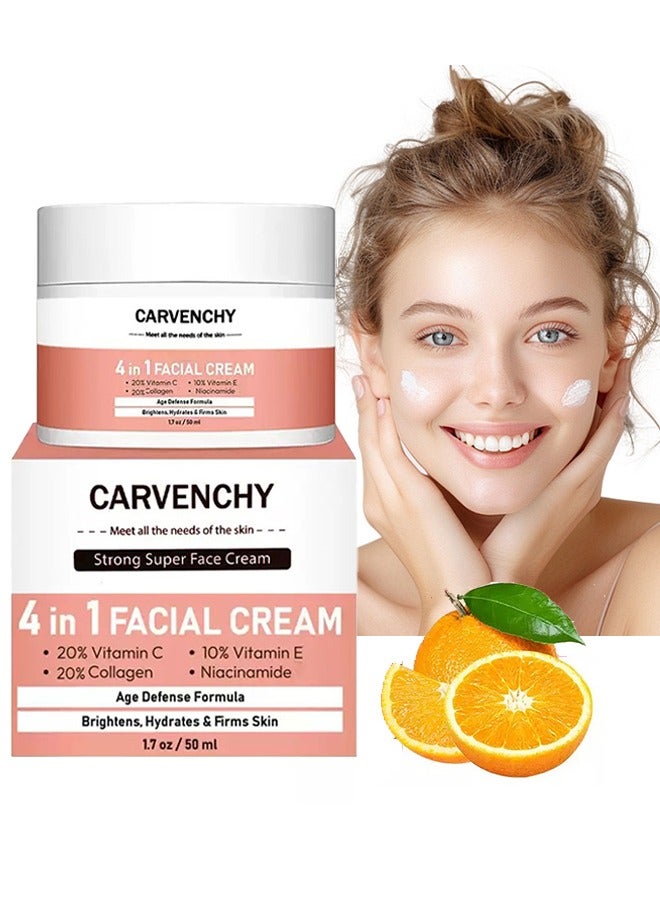 CARVENCHY 4 in 1 Facial Cream-High Moisturizing Facial Cream 50ml, Strong Super Face Cream, Age Defense Formula Brightens, Hydrales & Firms Skin 50ml - Image 1