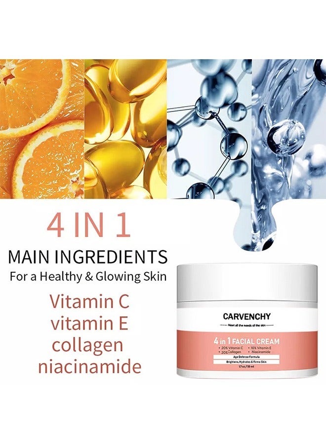 CARVENCHY 4 in 1 Facial Cream-High Moisturizing Facial Cream 50ml, Strong Super Face Cream, Age Defense Formula Brightens, Hydrales & Firms Skin 50ml - Image 2