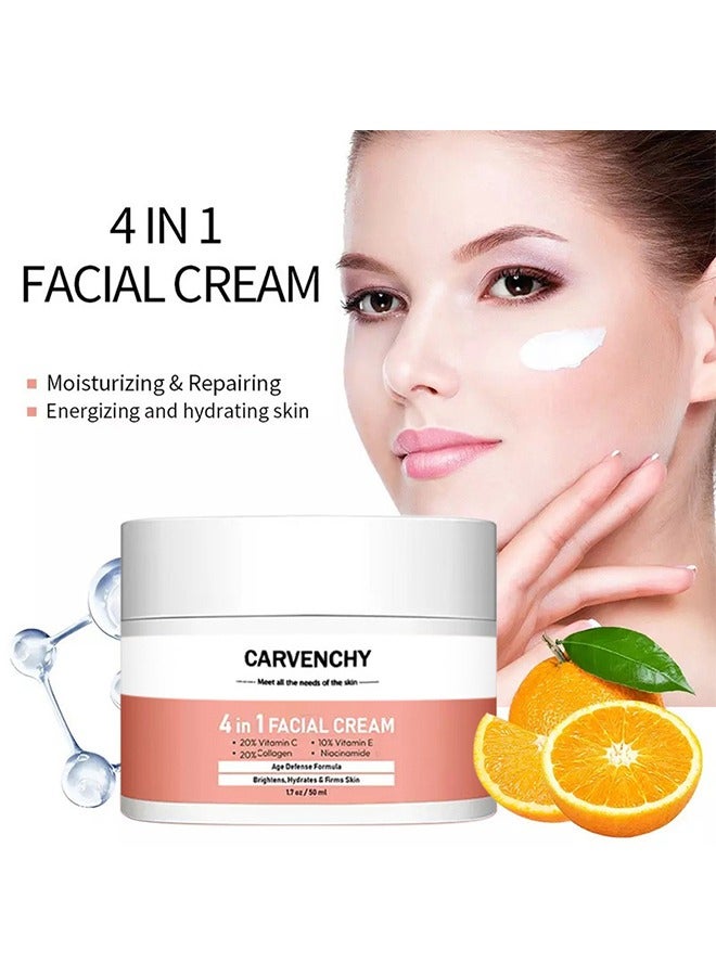 CARVENCHY 4 in 1 Facial Cream-High Moisturizing Facial Cream 50ml, Strong Super Face Cream, Age Defense Formula Brightens, Hydrales & Firms Skin 50ml - Image 3