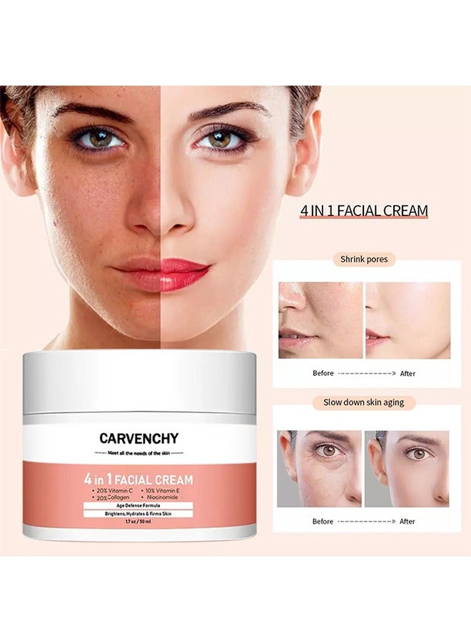 CARVENCHY 4 in 1 Facial Cream-High Moisturizing Facial Cream 50ml, Strong Super Face Cream, Age Defense Formula Brightens, Hydrales & Firms Skin 50ml - Image 4