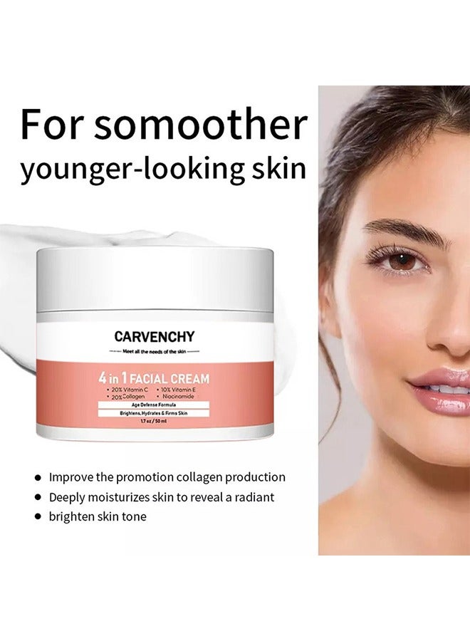 CARVENCHY 4 in 1 Facial Cream-High Moisturizing Facial Cream 50ml, Strong Super Face Cream, Age Defense Formula Brightens, Hydrales & Firms Skin 50ml - Image 5