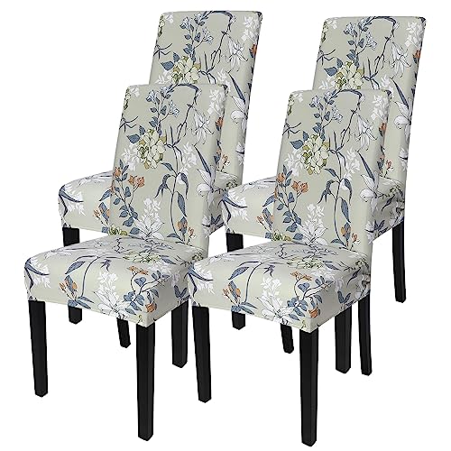 SearchI Printed Dining Room Chair Covers Set of 4 Stretch Kitchen Chair Covers Washable Parsons Chair Slipcover Removable Dining Chair Protectors for HotelCeremonyFloral Pattern4 - Image 1