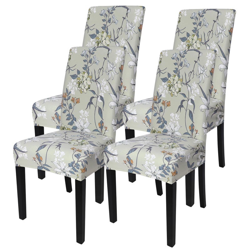 SearchI Printed Dining Room Chair Covers Set of 4 Stretch Kitchen Chair Covers Washable Parsons Chair Slipcover Removable Dining Chair Protectors for HotelCeremonyFloral Pattern4 - Image 2