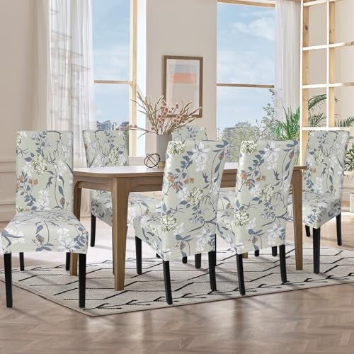 SearchI Printed Dining Room Chair Covers Set of 4 Stretch Kitchen Chair Covers Washable Parsons Chair Slipcover Removable Dining Chair Protectors for HotelCeremonyFloral Pattern4 - Image 3