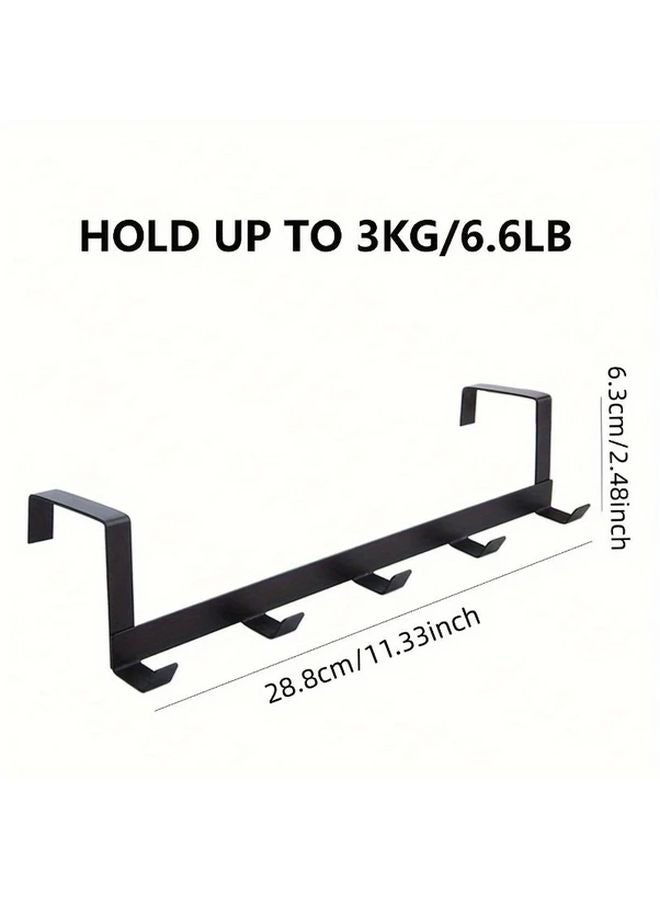 Black 5 Hook Over The Door Organizer For Coats Hats Robes Towels Durable Iron Closet Rack - Image 5