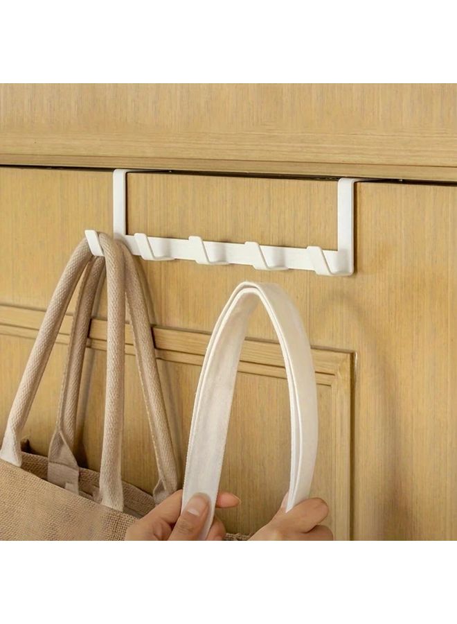 Black 5 Hook Over The Door Organizer For Coats Hats Robes Towels Durable Iron Closet Rack - Image 4