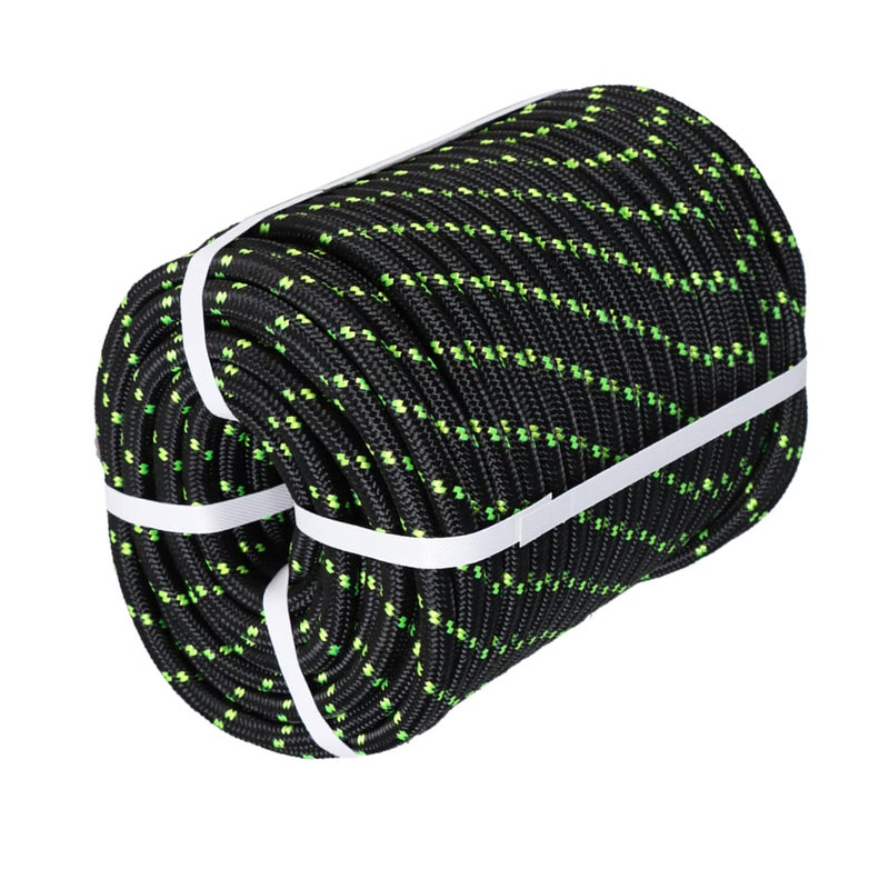 12In x 200FT Arborist Bull Rope Double Braid Polyester Rigging Hoisting Line High Strength Tree RopeBlack  Green