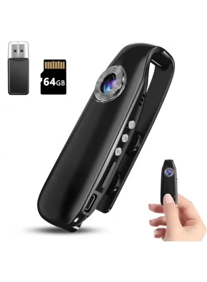Mini Body Camera with Audio and Video Recording 1080P 64GB Motion Detection Video Recorder Wearable POV Camcorder with Magnetic Pocket Portable DV for Cycling,Pets,Walking,Travaling（With 64GB SD Card And Card Reader） - Image 1