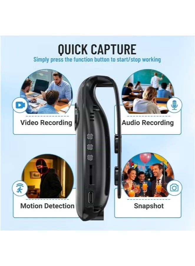 Mini Body Camera with Audio and Video Recording 1080P 64GB Motion Detection Video Recorder Wearable POV Camcorder with Magnetic Pocket Portable DV for Cycling,Pets,Walking,Travaling（With 64GB SD Card And Card Reader） - Image 3