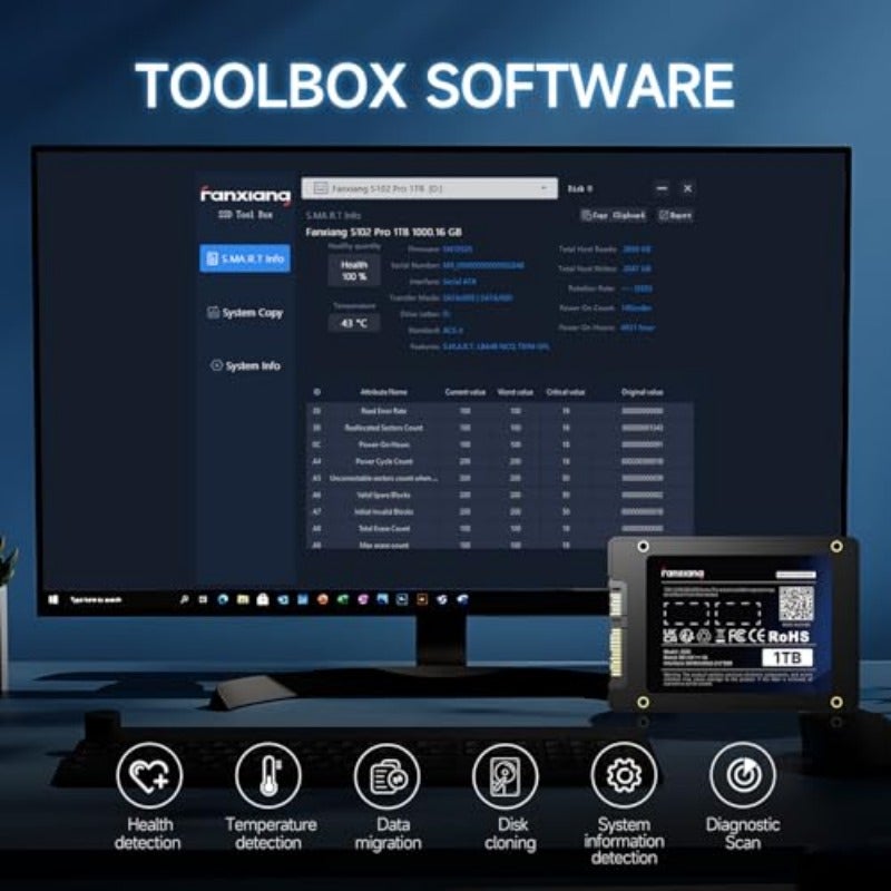 fanxiang S101 SSD 512GB SATA III 6Gb s2.5 Internal SSD Hard Drive Read Speed up to 500MB s Compatible with Laptop and PC Desktops 500MB s Write 6Gb s SLC Cache SATA 3 Internal Hard Drive for Laptops Desktop PCs Black - Image 5