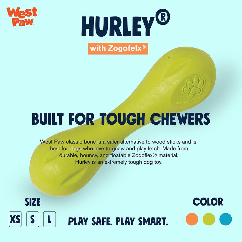 WEST PAW Zogoflex Hurley Dog Bone Chew Toy â€“ Floatable Pet Toys for Aggressive Chewers, Catch, Fetch â€“ Bright-Colored Bones for Dogs â€“ Recyclable, Dishwasher-Safe, Non-Toxic, Large, Granny Smith - Image 2