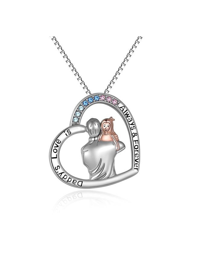 AOBOCO Father Daughter Necklace Sterling Silver Girls Pendant Jewelry Gift - Image 1