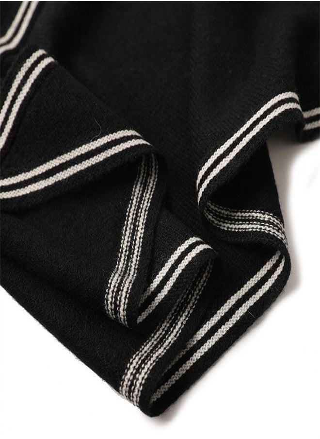 Loquat Korean Version Warm And Versatile Triangular Small Scarf Black  - Image 3