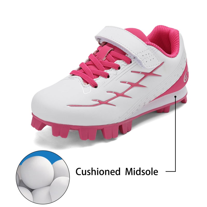 EQW Kids Baseball Cleats for Boys & Girls Softball Cleats | Comfortable, Non-Slip, Durable | Little Kid to Youth Fuchsia/White - Image 5