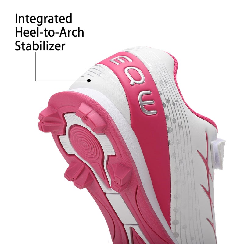 EQW Kids Baseball Cleats for Boys & Girls Softball Cleats | Comfortable, Non-Slip, Durable | Little Kid to Youth Fuchsia/White - Image 4